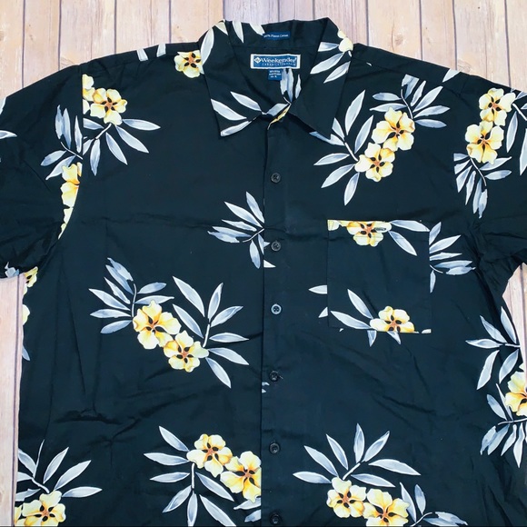 Weekenders men’s floral button down black shirt XL - Picture 2 of 5